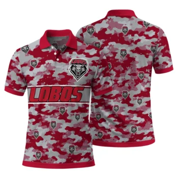 New Mexico Lobos Polo Shirt Personalized Camo Band Red Fashion Forward