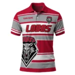 New Mexico Lobos Polo Shirt Personalized Horizontal Blocks Red Best Selling