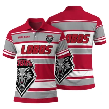 New Mexico Lobos Polo Shirt Personalized Horizontal Blocks Red Fashion Forward