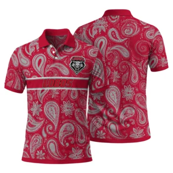 New Mexico Lobos Polo Shirt Personalized Paisley Band Red Fashion Forward