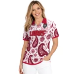 New Mexico Lobos Polo Shirt Personalized Paisley Florals Red White Best Selling
