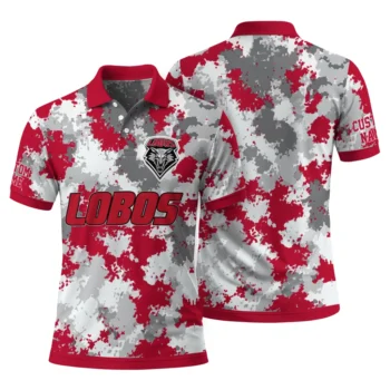 New Mexico Lobos Polo Shirt Personalized Pixel Camo Red Fashion Forward