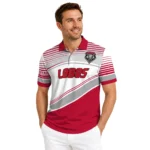 New Mexico Lobos Polo Shirt Personalized Slanted Stripes Red White Best Selling