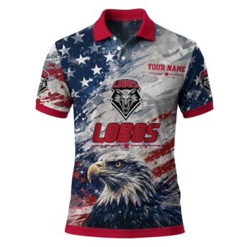 New Mexico Lobos Polo Shirt Personalized Star Brushstrokes Red Blue Best Selling