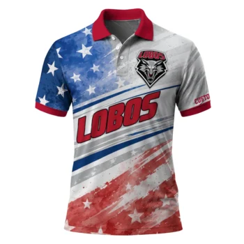New Mexico Lobos Polo Shirt Personalized Star Stripes Red Blue Best Selling