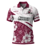 New Mexico State Aggies Polo Shirt Personalized Floral Angles Crimson White Best Selling