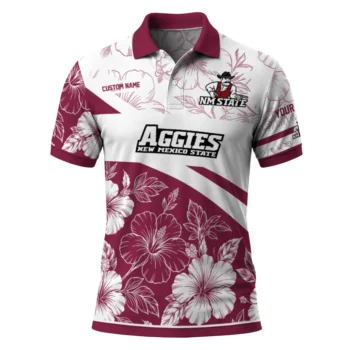 New Mexico State Aggies Polo Shirt Personalized Floral Angles Crimson White Best Selling