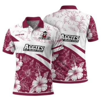 New Mexico State Aggies Polo Shirt Personalized Floral Angles Crimson White Fashion Forward