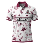 New Mexico State Aggies Polo Shirt Personalized Floral Pinstripe Crimson White Best Selling