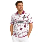 New Mexico State Aggies Polo Shirt Personalized Floral Pinstripe Crimson White Best Selling