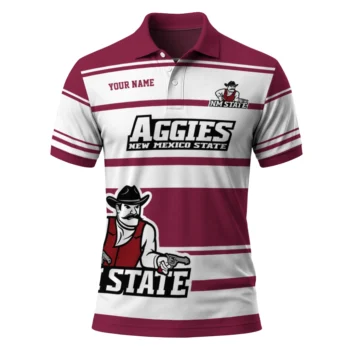 New Mexico State Aggies Polo Shirt Personalized Horizontal Blocks Crimson Best Selling