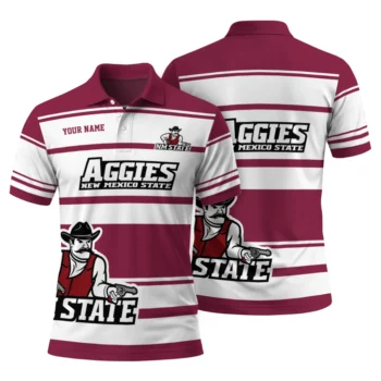 New Mexico State Aggies Polo Shirt Personalized Horizontal Blocks Crimson Fashion Forward