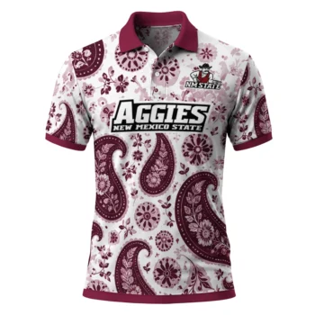 New Mexico State Aggies Polo Shirt Personalized Paisley Florals Crimson White Best Selling