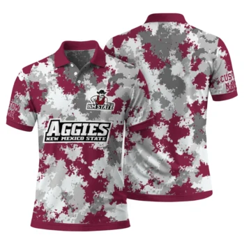 New Mexico State Aggies Polo Shirt Personalized Pixel Camo Crimson Fashion Forward