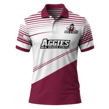 New Mexico State Aggies Polo Shirt Personalized Slanted Stripes Crimson White Best Selling