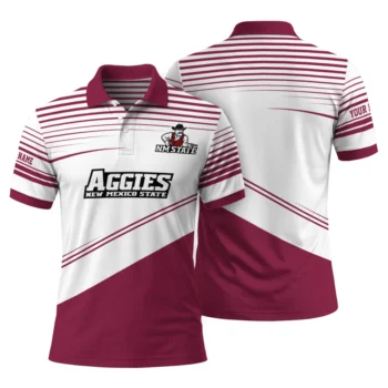 New Mexico State Aggies Polo Shirt Personalized Slanted Stripes Crimson White Fashion Forward