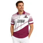 New Mexico State Aggies Polo Shirt Personalized Slanted Stripes Crimson White Best Selling