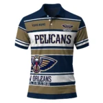 New Orleans Pelicans Polo Shirt - Personalized Horizontal Blocks Navy