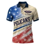 New Orleans Pelicans Polo Shirt - Personalized Star Stripes Red Blue