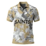 New Orleans Saints Polo Shirt Custom Pixel Camo Gold Best Selling
