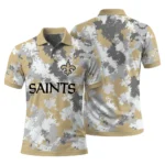 New Orleans Saints Polo Shirt Custom Pixel Camo Gold Best Selling