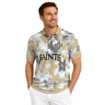 New Orleans Saints Polo Shirt Custom Pixel Camo Gold Best Selling