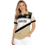 New Orleans Saints Polo Shirt Custom Slanted Stripes Gold White Best Selling