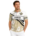 New Orleans Saints Polo Shirt Customized Floral Angles Gold White Best Selling