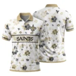 New Orleans Saints Polo Shirt Customized Floral Pinstripe Gold White Best Selling