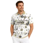 New Orleans Saints Polo Shirt Customized Floral Pinstripe Gold White Best Selling