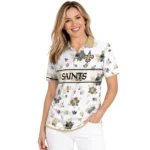 New Orleans Saints Polo Shirt Customized Floral Pinstripe Gold White Best Selling