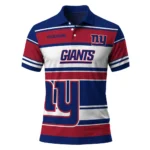 New York Giants Polo Shirt Custom Horizontal Blocks Blue Best Selling