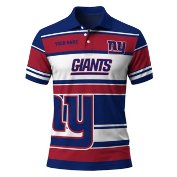 New York Giants Polo Shirt Custom Horizontal Blocks Blue Best Selling