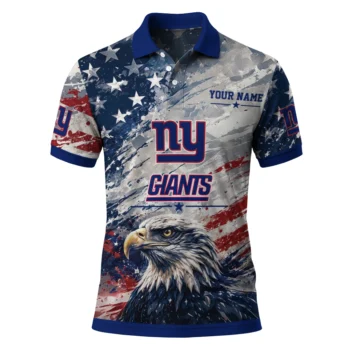 New York Giants Polo Shirt Custom Star Brushstrokes Blue Best Selling