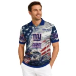 New York Giants Polo Shirt Custom Star Brushstrokes Blue Best Selling