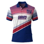 New York Giants Polo Shirt Customized Slanted Stripes Blue White Best Selling