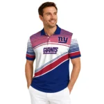 New York Giants Polo Shirt Customized Slanted Stripes Blue White Best Selling