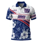 New York Giants Polo Shirt Personalized Floral Angles Blue White Best Selling