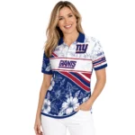 New York Giants Polo Shirt Personalized Floral Angles Blue White Best Selling