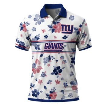 New York Giants Polo Shirt Personalized Floral Pinstripe Blue White Best Selling