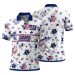 New York Giants Polo Shirt Personalized Floral Pinstripe Blue White Best Selling