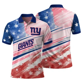 New York Giants Polo Shirt Personalized Star Stripes Red Blue Fashion Forward
