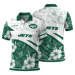 New York Jets Polo Shirt Custom Floral Angles Green White Best Selling
