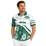 New York Jets Polo Shirt Custom Floral Angles Green White Best Selling