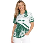 New York Jets Polo Shirt Custom Floral Angles Green White Best Selling