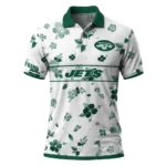 New York Jets Polo Shirt Custom Floral Pinstripe Green White Best Selling
