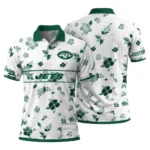 New York Jets Polo Shirt Custom Floral Pinstripe Green White Best Selling
