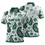New York Jets Polo Shirt Customized Paisley Florals Green White Best Selling