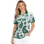New York Jets Polo Shirt Customized Paisley Florals Green White Best Selling