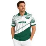 New York Jets Polo Shirt Personalized Slanted Stripes Green White Best Selling